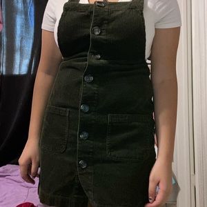 Olive green dress overalls